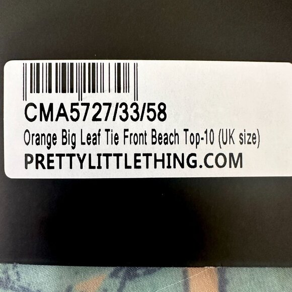 Pretty Little Thing Orange Big Leaf Tie Front Wide Leg Beach 2-Pc Set Sz10 NWT - Picture 9 of 14